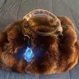 Faux fur overnight bag